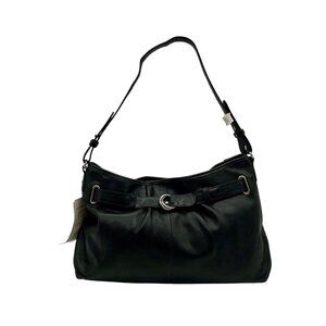 Franklin Covey Black Leather Veronica Shoulder Bag